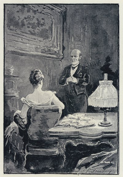 Illustrazione per Anna Karenina: Il litigio tra Anna e suo marito da Paul Frenzeny