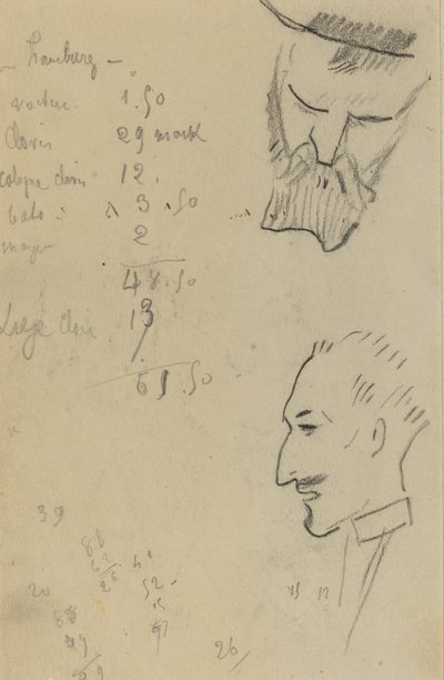 Un uomo barbuto e un uomo di profilo [verso] da Paul Gauguin