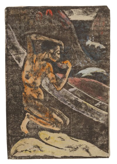 Un pescatore che beve accanto alla sua canoa da Paul Gauguin