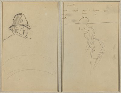 Testa di uomo con cappello, visto da dietro; Una donna in piedi [recto] da Paul Gauguin