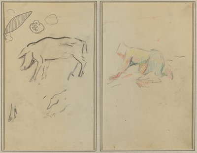 Un maiale; contadino bretone in ginocchio (verso) da Paul Gauguin
