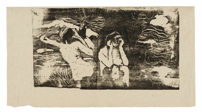Alle Rocce Nere, dalla suite di stampe su legno tardive da Paul Gauguin