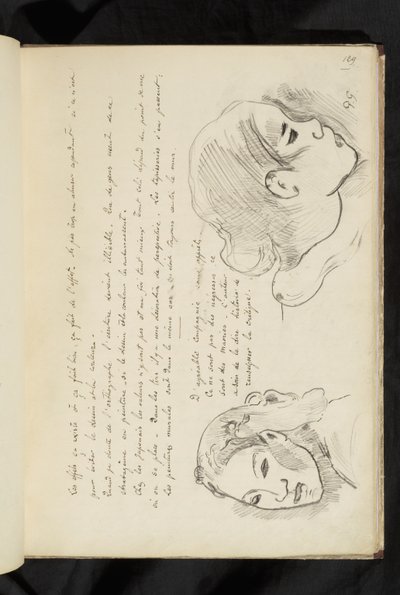 Avant et après - testo e due disegni della testa di una ragazza da Paul Gauguin