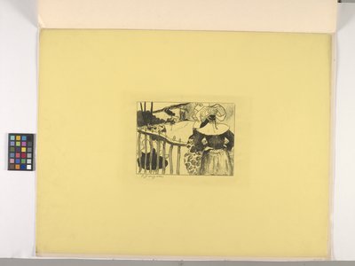 Donne bretoni vicino a una recinzione da Paul Gauguin