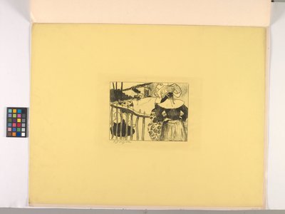 Donne bretoni vicino a una recinzione da Paul Gauguin