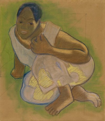 Donna Tahitiana Accovacciata: Studio per Nafea Faaipoipo da Paul Gauguin