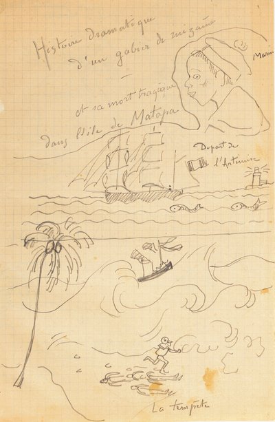 Disegno da un album di disegni prodotto per il giovane Jacques Bousquet, Pont-Aven o Le Pouldu, 1889-90 da Paul Gauguin