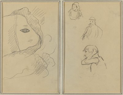 Occhio e Parte del Viso; Una Donna Bretone e Due Uomini da Paul Gauguin