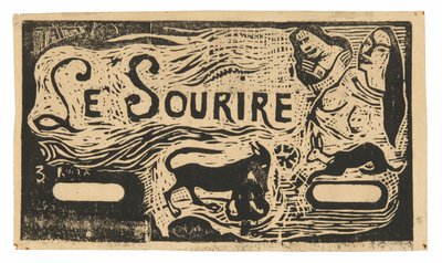 Volpe, busti di due donne e un coniglio, copricapo per Le sourire da Paul Gauguin