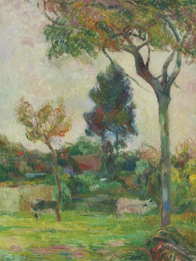 Francese: Deux vaches au pré, o Les Deux vaches Due mucche nel prato da Paul Gauguin