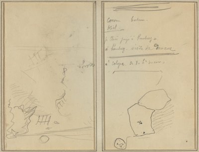 Testa di una scimmia; Inventario di bottiglie e bevande [verso] da Paul Gauguin