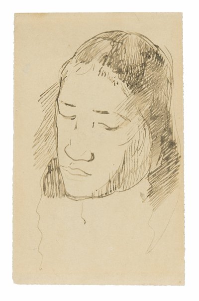 Testa di una donna tahitiana (recto), schizzi di dettagli anatomici (verso) da Paul Gauguin