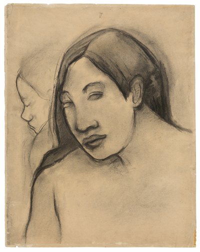 Teste di donne tahitiane, viste frontali e di profilo da Paul Gauguin