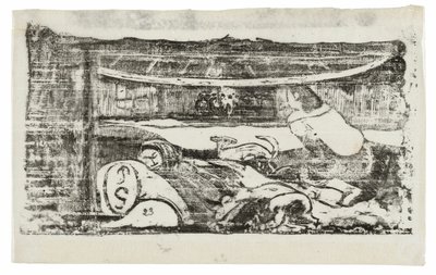 Interno di una capanna tahitiana, dalla Suite delle Tardive Stampe su Legno da Paul Gauguin