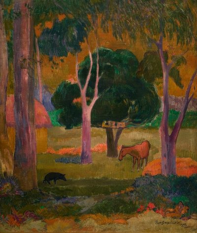 Paesaggio con maiale e cavallo da Paul Gauguin