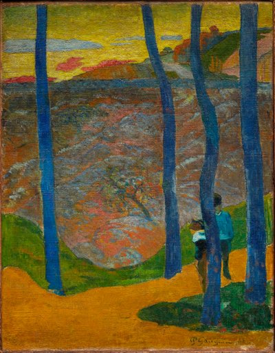 Les Arbres bleus. Vous y passerez, la belle. Blue Trees. Your Turn Will Come, My Beauty!, 1888 da Paul Gauguin