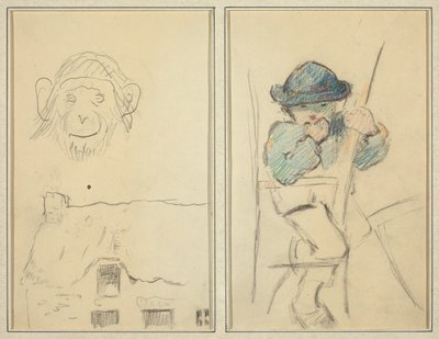 Scimmia e casetta; piccolo ragazzo bretone [recto] da Paul Gauguin