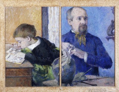 Ritratto dello scultore Jean-Paul Aubé 1837-1916 con il figlio Emile, 1882 da Paul Gauguin