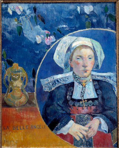 Ritratto della bella Angele Una bretone in costume tradizionale - Ritratto di Madame de Satre (1868-1932) albergatrice a Pont Aven da Paul Gauguin