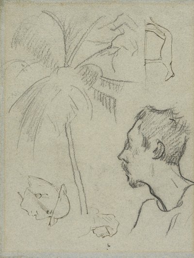 Profilo di Charles Laval con palma e altri schizzi da Paul Gauguin