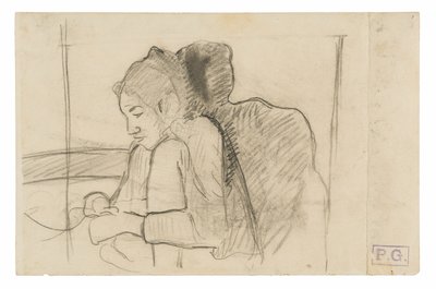 Donna tahitiana seduta (recto), schizzi di galli e galline (verso) da Paul Gauguin