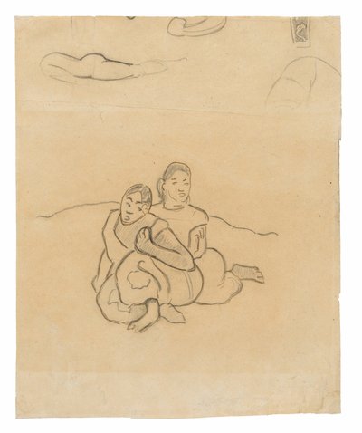 Donne tahitiane sedute (relativo al dipinto Nafea faa ipoipo [Quando ti sposerai?]) e altri schizzi da Paul Gauguin