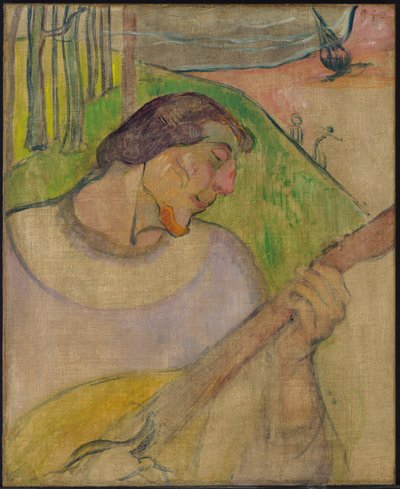 Autoritratto con mandolino, 1889 circa (olio su tela) da Paul Gauguin