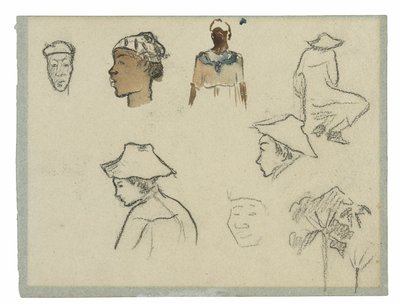 Schizzi di figure e fogliame (recto); Profilo di Charles Laval con palma e altri schizzi (verso) da Paul Gauguin