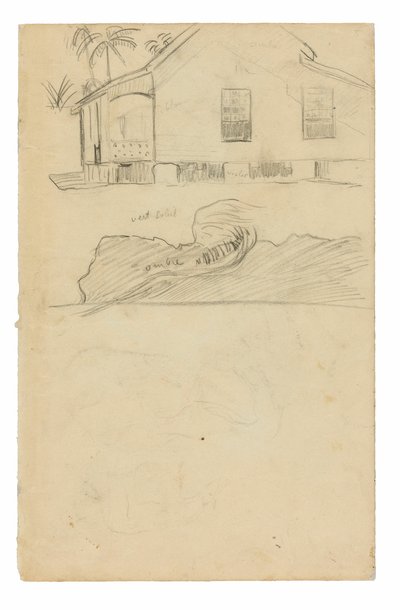 Schizzi di residenza tahitiana con annotazioni di colore e cani da Paul Gauguin