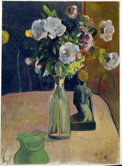 Natura morta con rose e statua da Paul Gauguin
