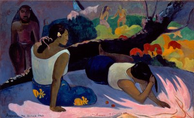 Tahitiano:  Arearea no varua ino Reclining Tahitian Women or The Amusement of the Evil Spirit (Donne tahitiane sdraiate o Il divertimento dello spirito maligno) da Paul Gauguin