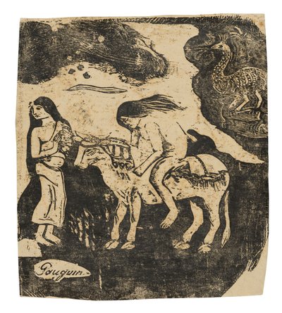 Il ratto di Europa, dalla suite di stampe woodblock tardive da Paul Gauguin