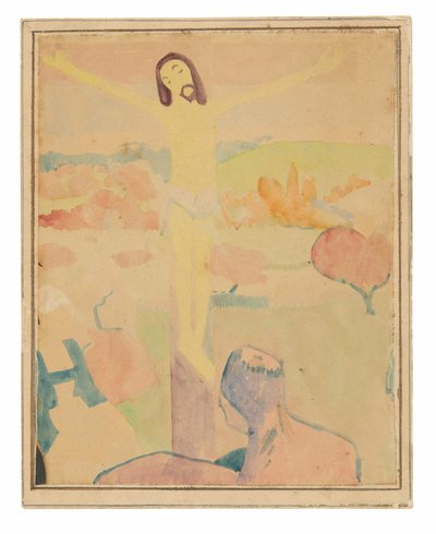 Il Cristo giallo (recto), donna che si bagna in un ruscello da Paul Gauguin