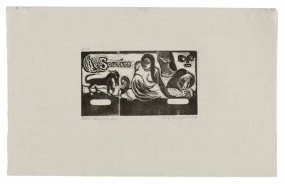 Tre persone, una maschera, una volpe e un uccello, testata per Le sourire da Paul Gauguin