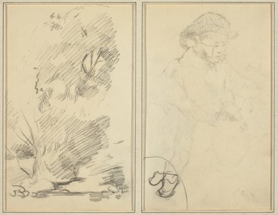 Alberi; Schizzo di ragazzo bretone (verso) da Paul Gauguin