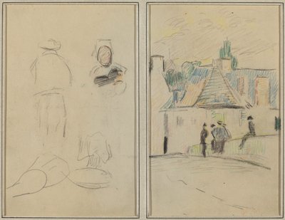 Due figure bretoni; Ponte a Pont-Aven [recto] da Paul Gauguin