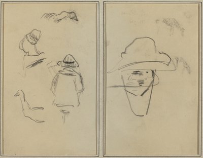 Due figure bretoni e studi di due oche; uomo con cappello (verso) da Paul Gauguin