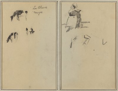Due mucche; Una donna bretone seduta [verso] da Paul Gauguin