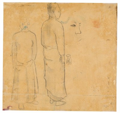 Due figure (in relazione al dipinto Paesaggio tahitiano) da Paul Gauguin