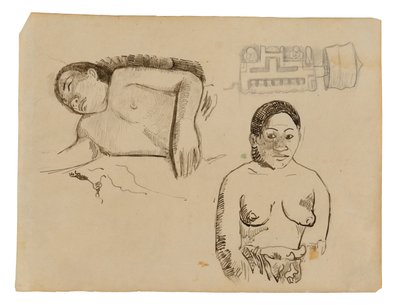 Due donne tahitiane e un orecchino marquesano da Paul Gauguin