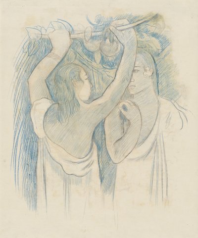 Due tahitiani che raccolgono frutta [verso] da Paul Gauguin