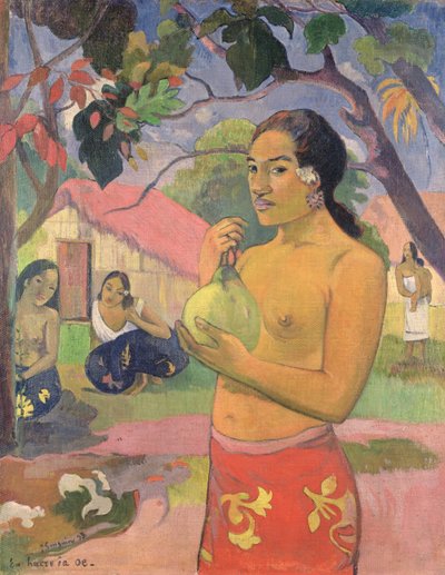 Donna che tiene un frutto; Dove stai andando (Eu haere ia oe) da Paul Gauguin