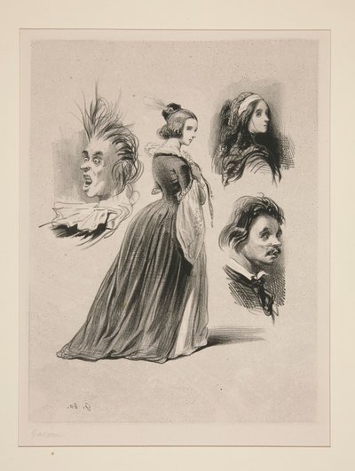 (FEUILLE DE CROQUIS.) da Paul Gavarni