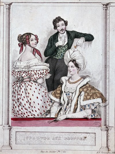 Una loggia con bouffles, ca. 1835 - di Gavarni da Paul Gavarni