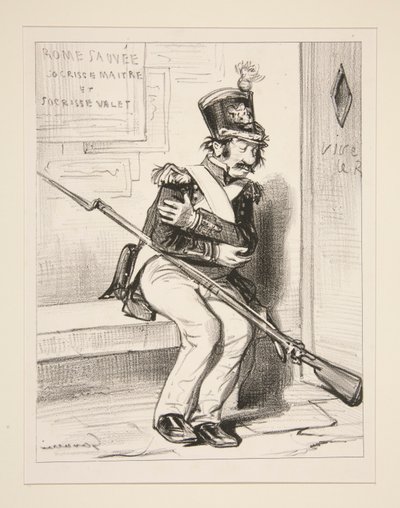 Achille Coqueron, cacciatore volontario della 2eme, reve qu da Paul Gavarni