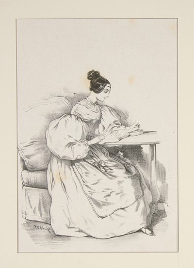 A CASA. (Settembre 1835) Abito in batista scozzese,... da Paul Gavarni