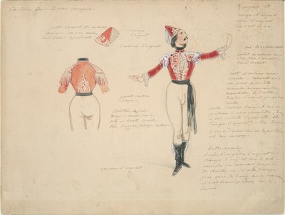 Studio di costume per zingaro maschio in da Paul Gavarni