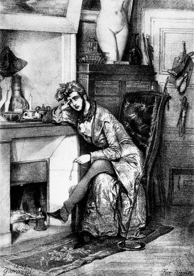 Far niente disegno di Gavarni da Paul Gavarni