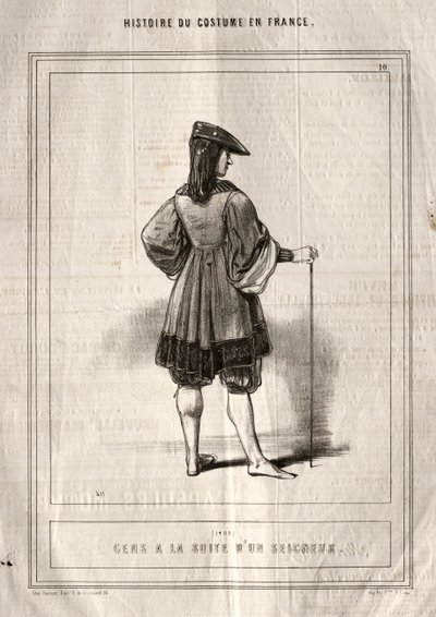 Storia del costume in Francia: Gente al seguito di un signore da Paul Gavarni