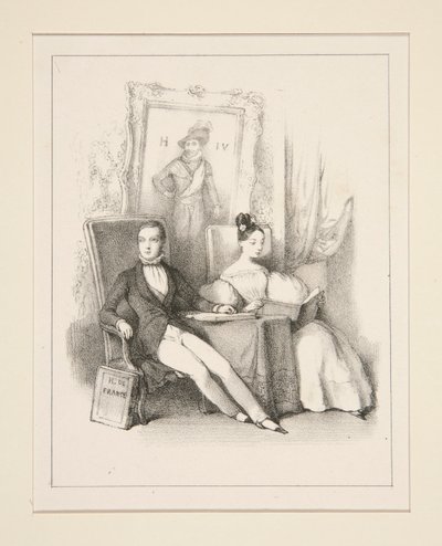 Il Fratello e la Sorella / Praga (Henri, Conte di Chambord e la Duchessa di Parma bambini) da Paul Gavarni